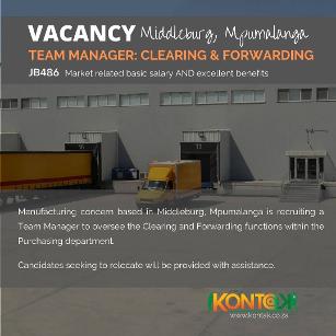 Clearing and Forwarding Jobs in Middelburg at Kontak Recruitment